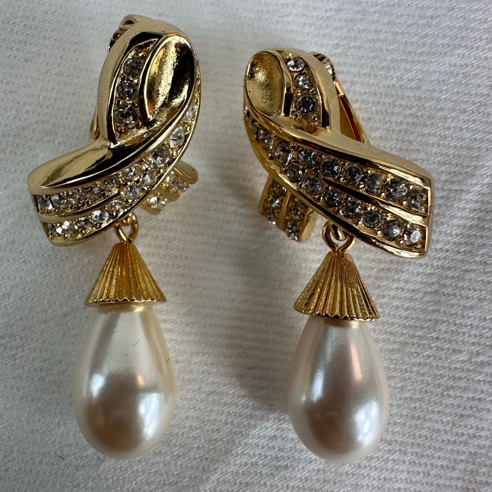 EA1 Vintage Christian Dior bow-tied teardrop earrings - Picture 12 of 13